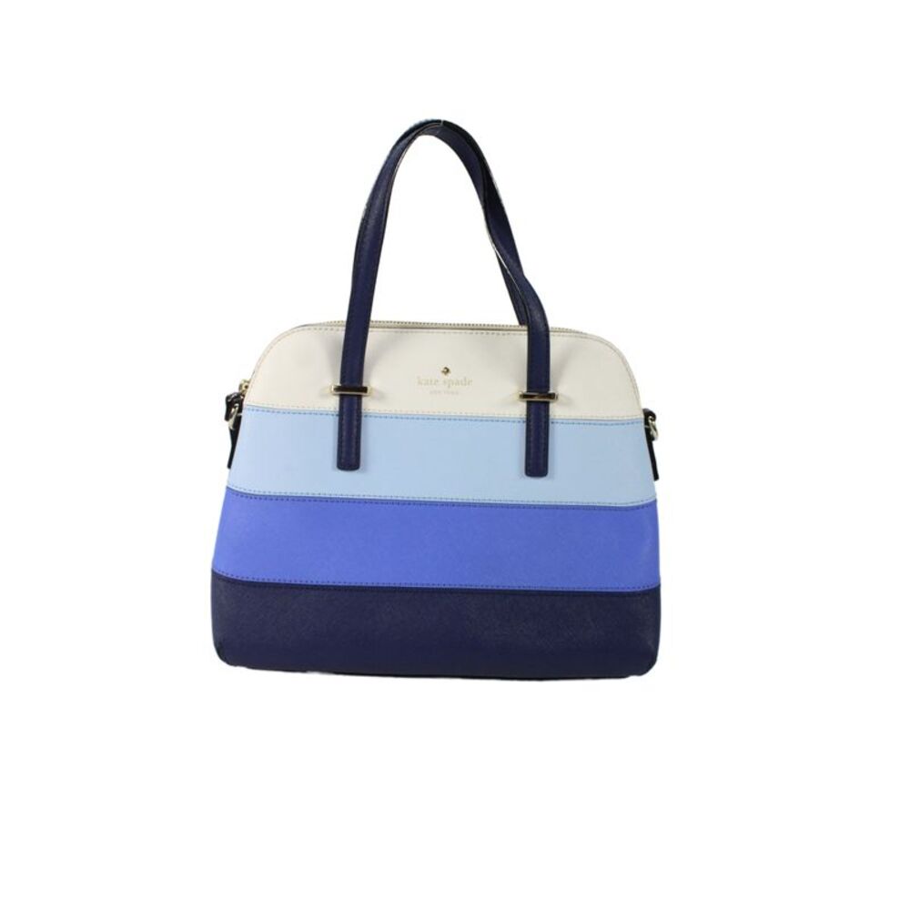Kate Spade Womens Leather Colorblock Top Handle Handbag Blue White
